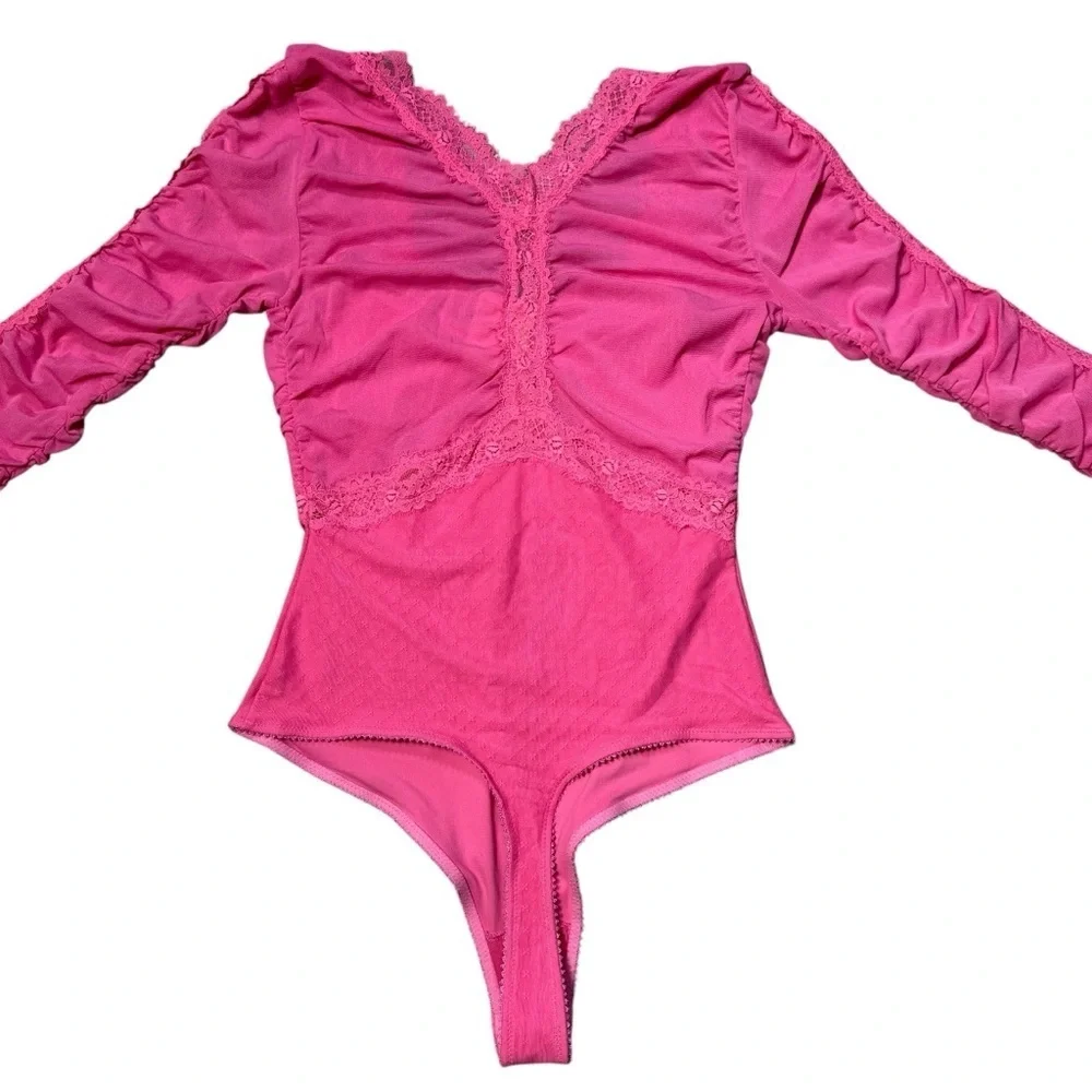 NWT New Free People Forever Young Pink Bodysuit Size S